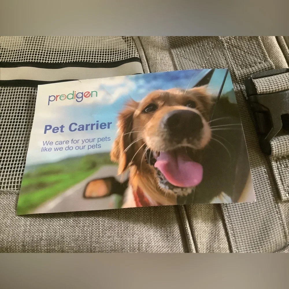 Prodigen Pet Carrier Bag - Medium for small dog or cat gray 17L x 10W x 11H.